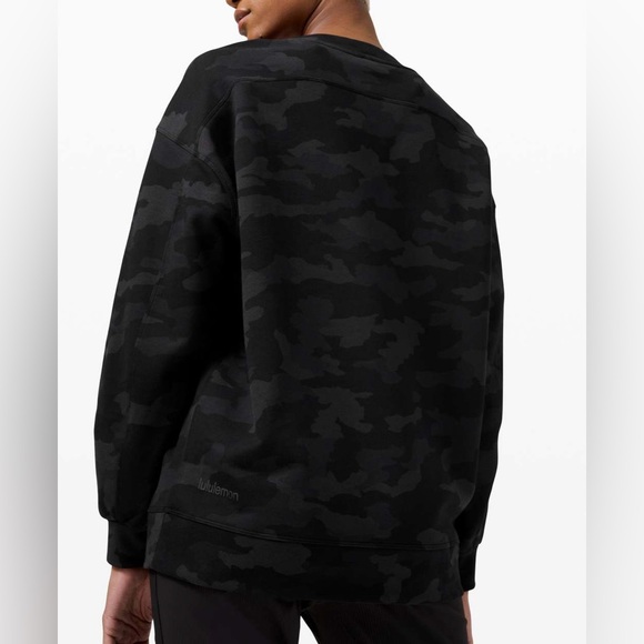 Lululemon Perfectly Oversized Crewneck Sweatshirt Camo print black gray - Picture 2 of 9
